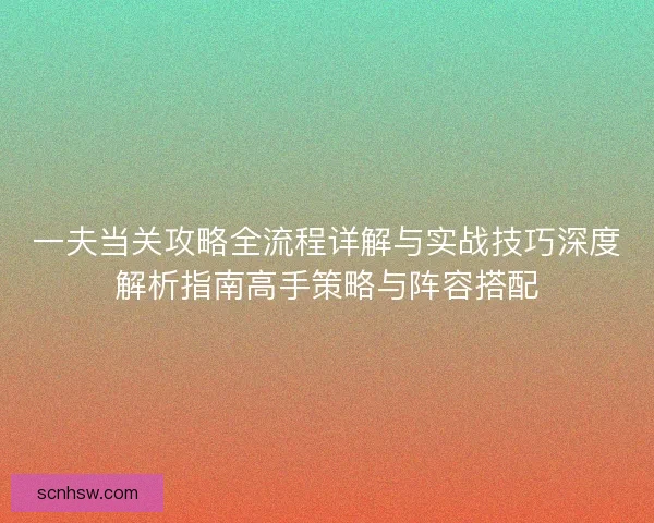 一夫当关攻略全流程详解与实战技巧深度解析指南高手策略与阵容搭配
